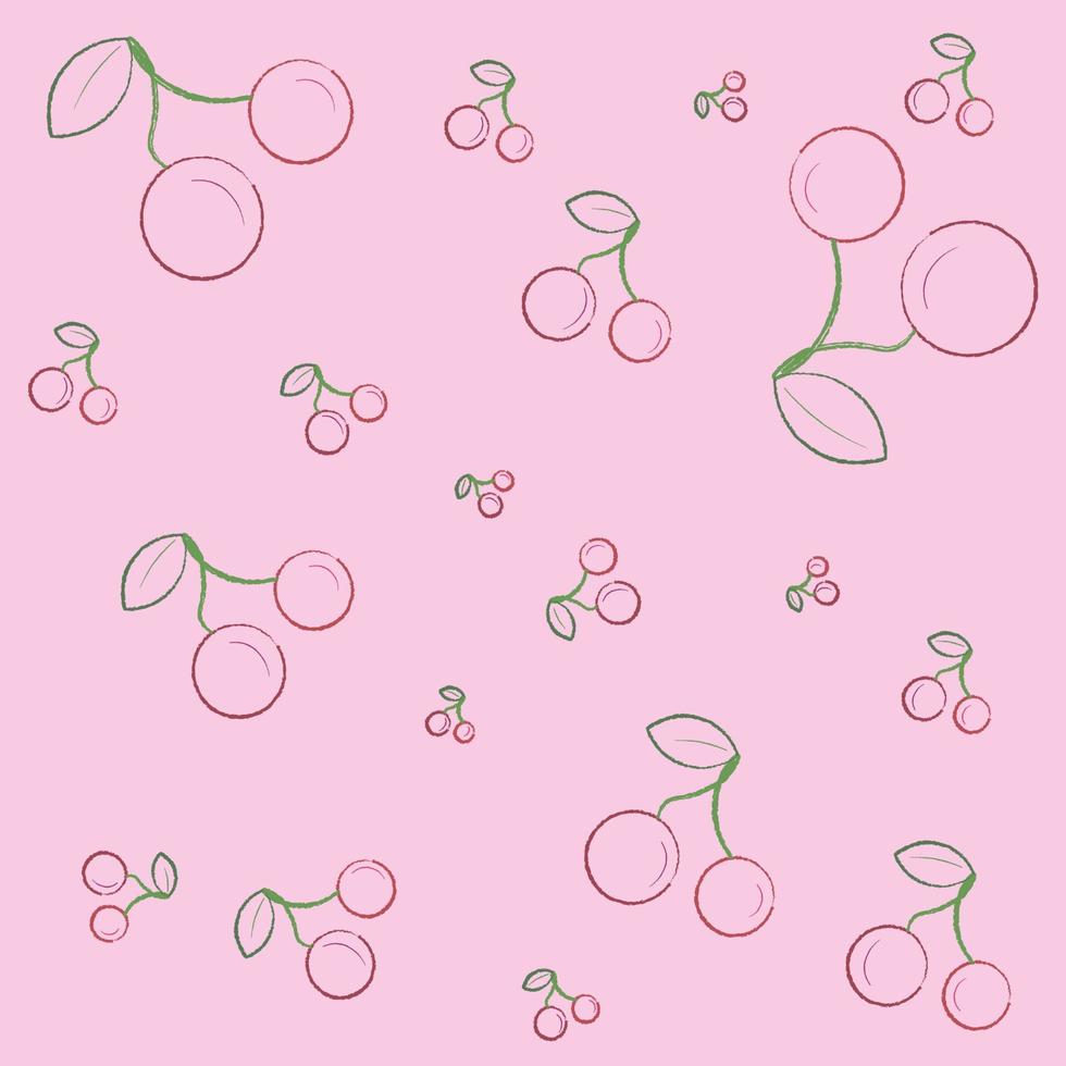 pattern with cherries with leaf vector