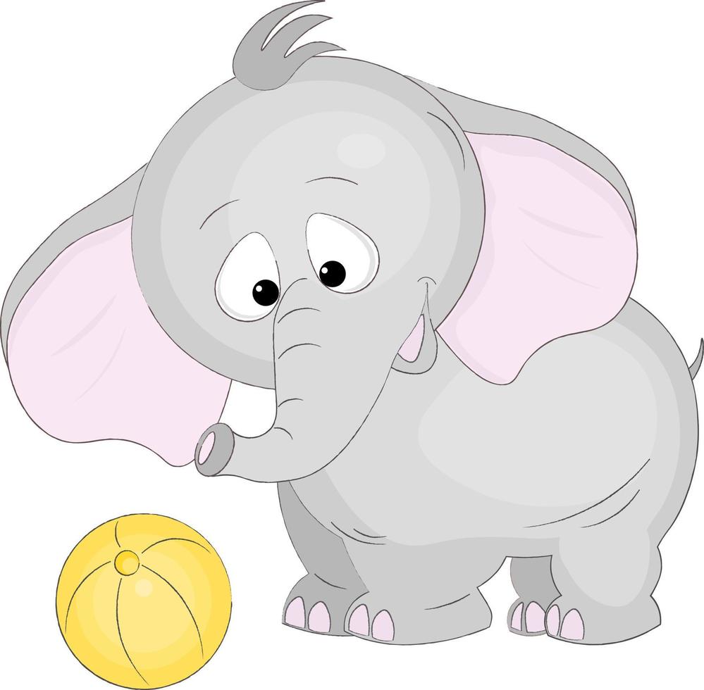 lindo bebé elefante con una pelota vector