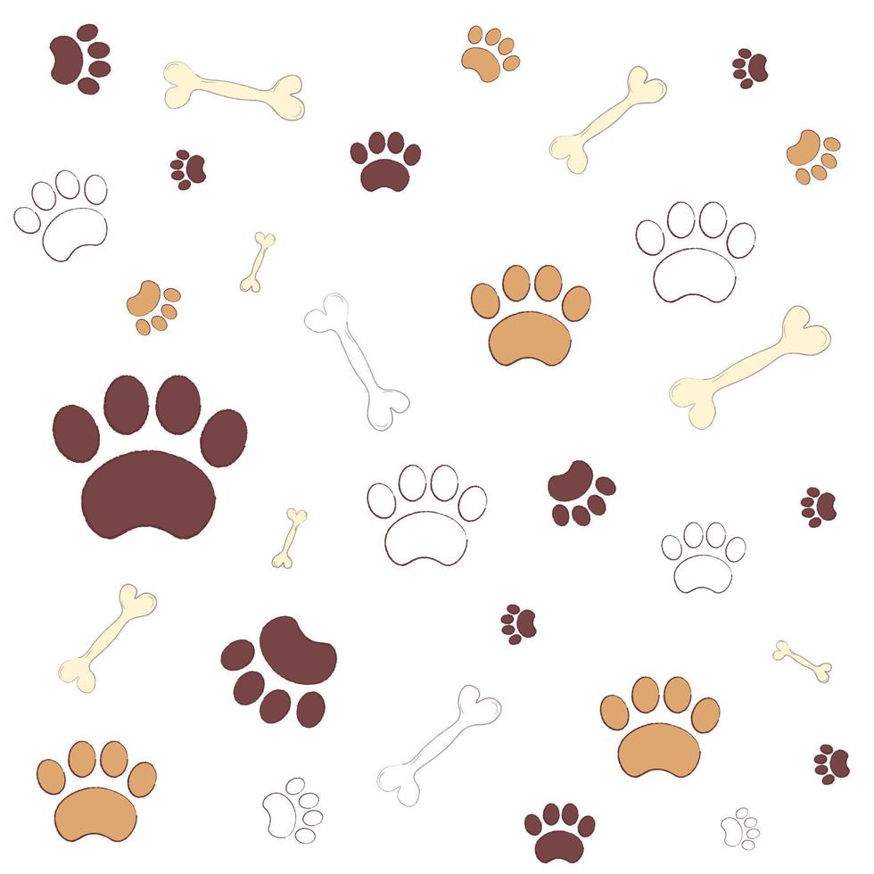 pattern with dog paws and bone vector
