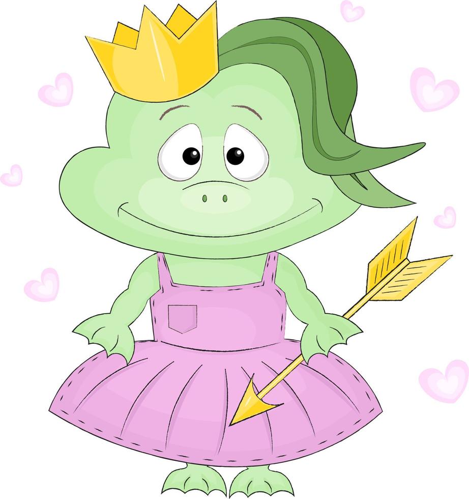 frog princess with a crown vector