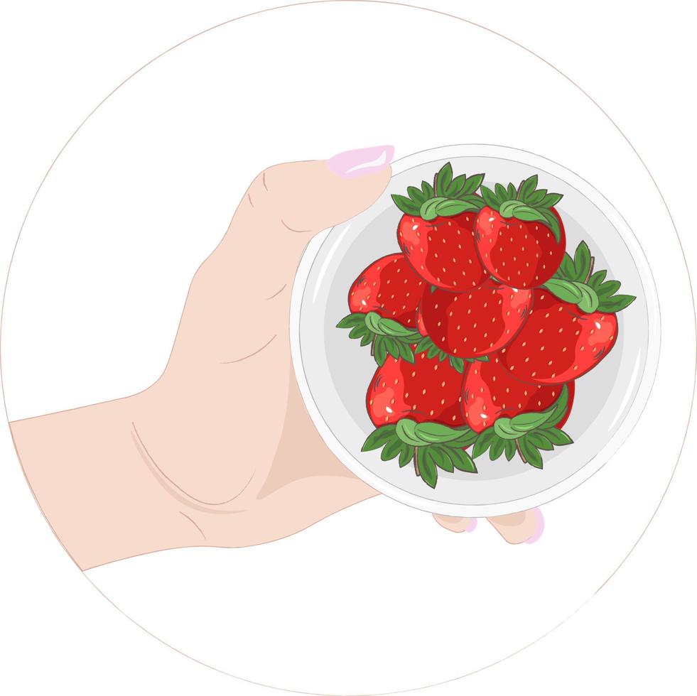strawberries in a hand vector