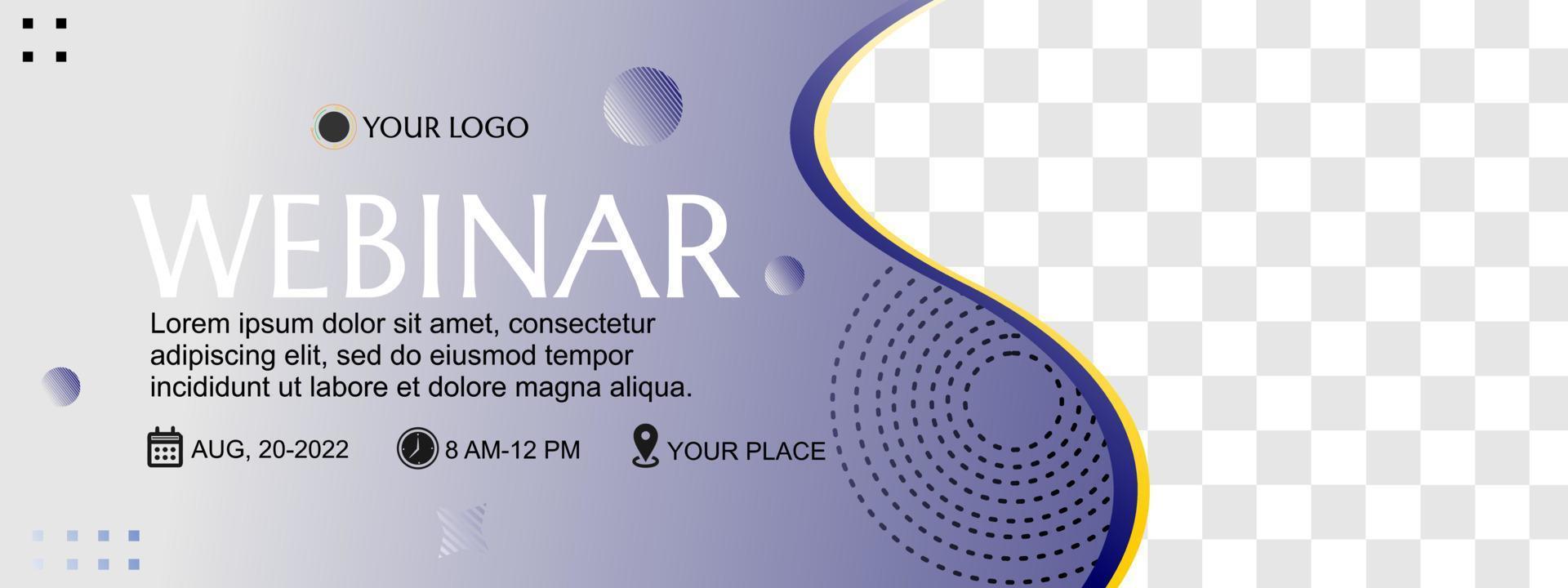 portada de banner de seminario web para plantilla de redes sociales. diseño geométrico abstracto azul vector