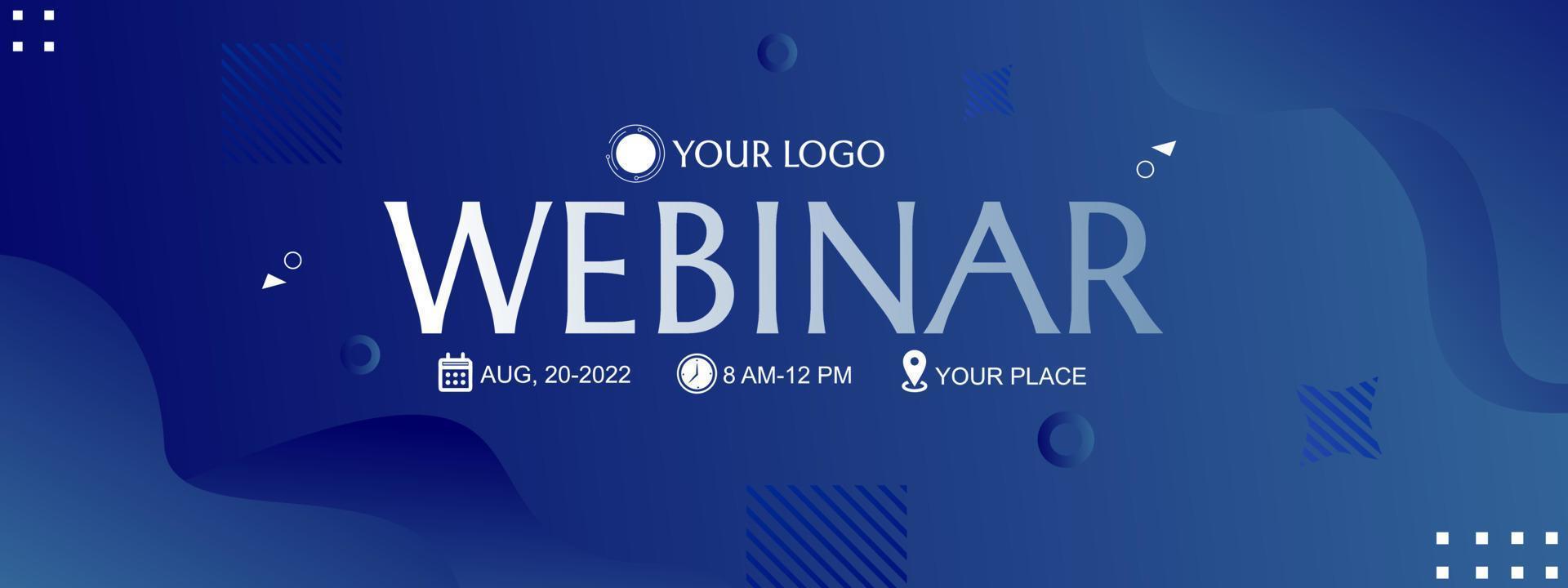 blue webinar banner. elegant and modern cover design. abstract geometry background vector