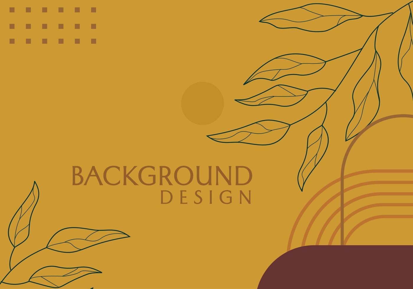 plantilla de portada de banner de tema natural. fondo marrón con elementos de hoja dibujados a mano vector