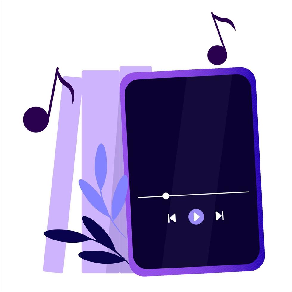 Purple tablet with books on the back vector