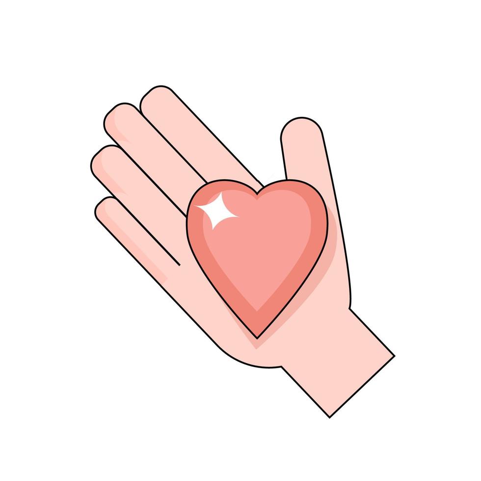 Mans hand with red heart vector