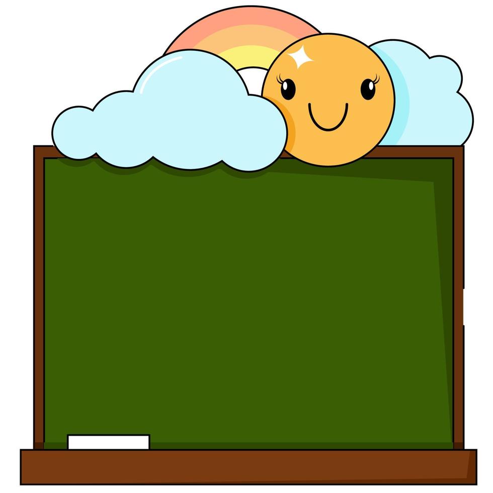Green school board with clouds and sun on top vector