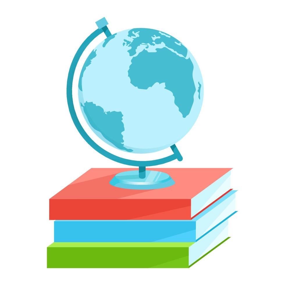 Blue globe stands on books vector