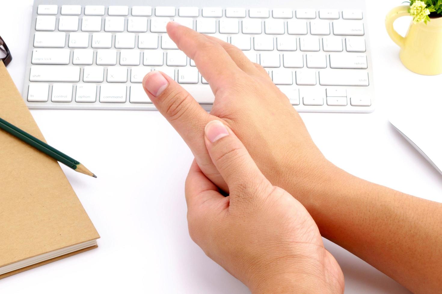 Young man hand pain photo