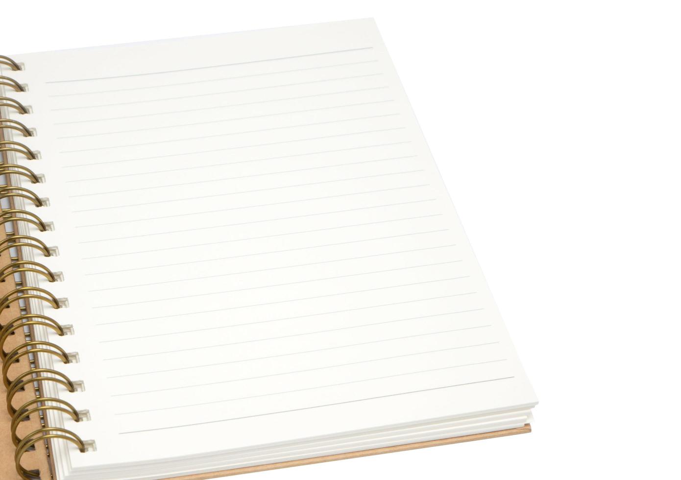 Blank paper notebook on white background photo