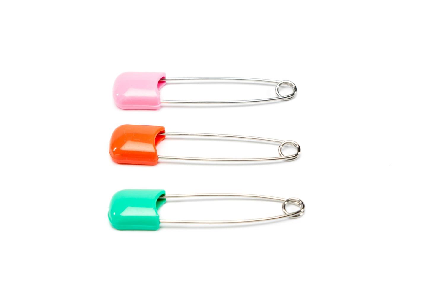 Safety pin on white photo