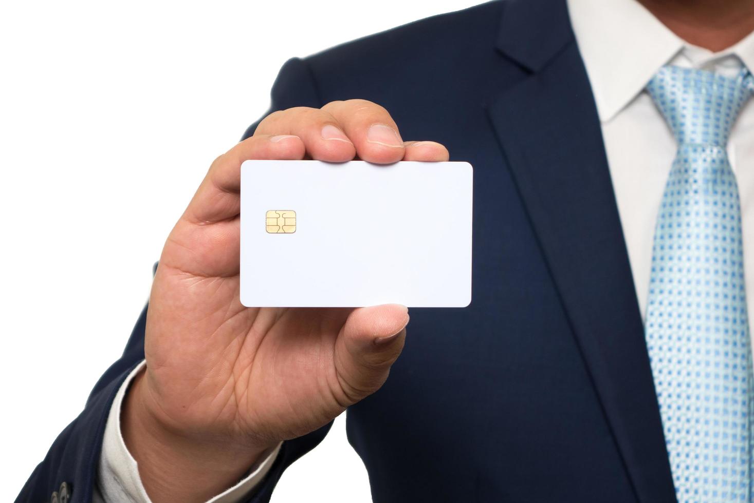 Man holding holding blank credit card photo