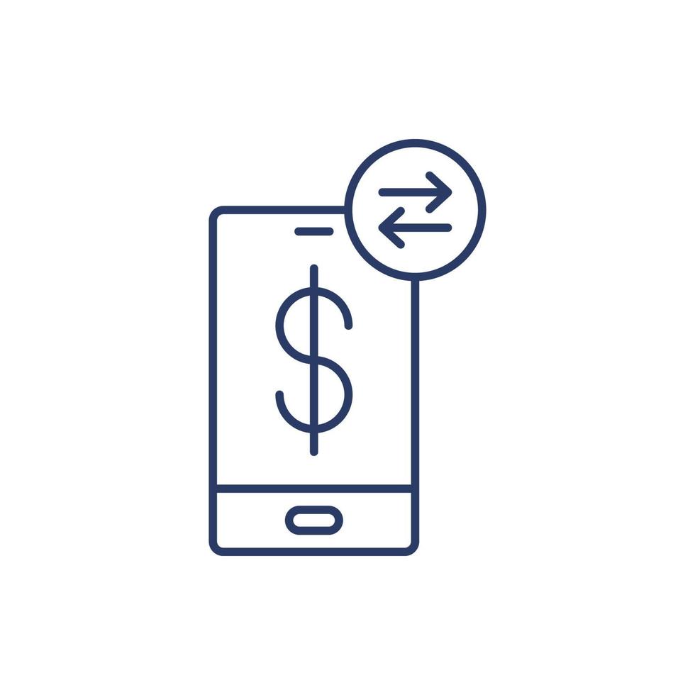 Online mobile money exchange icon vector