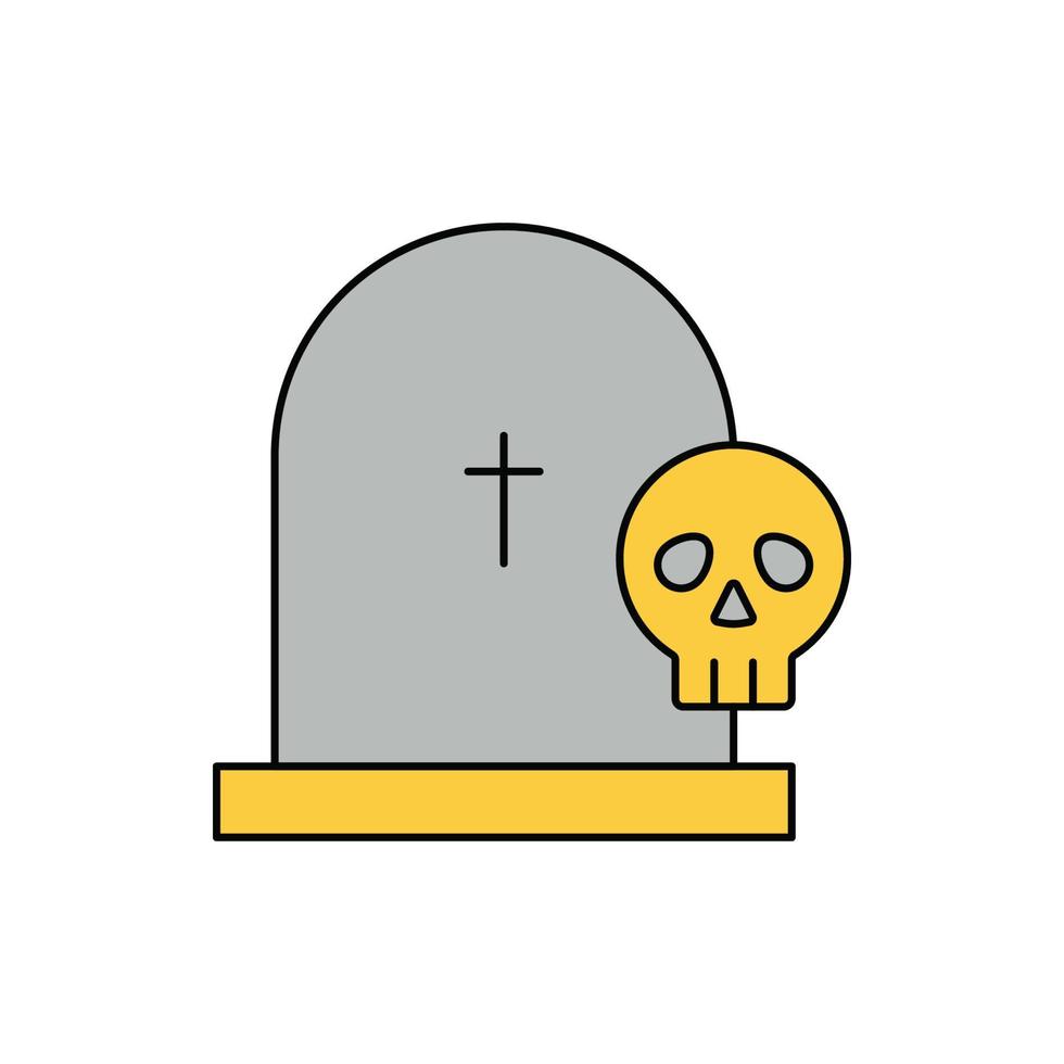 Halloween grave and skull icon vector