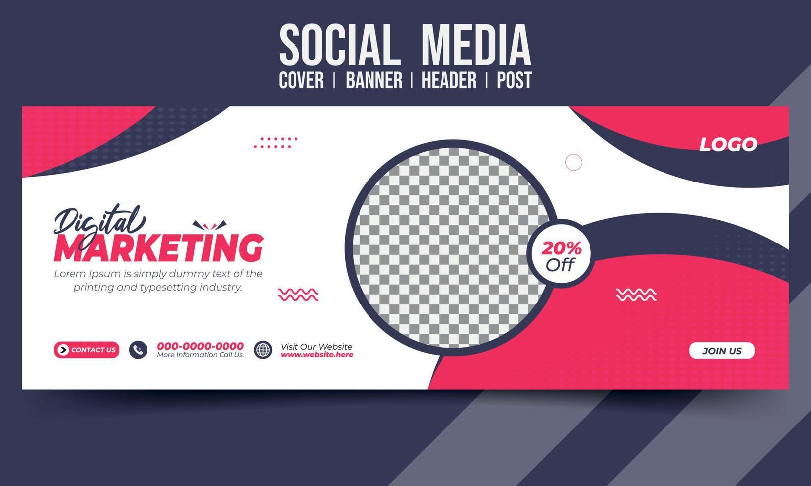 diseño de plantilla de vector de publicación de encabezado de banner de portada de redes sociales de marketing de negocios corporativos