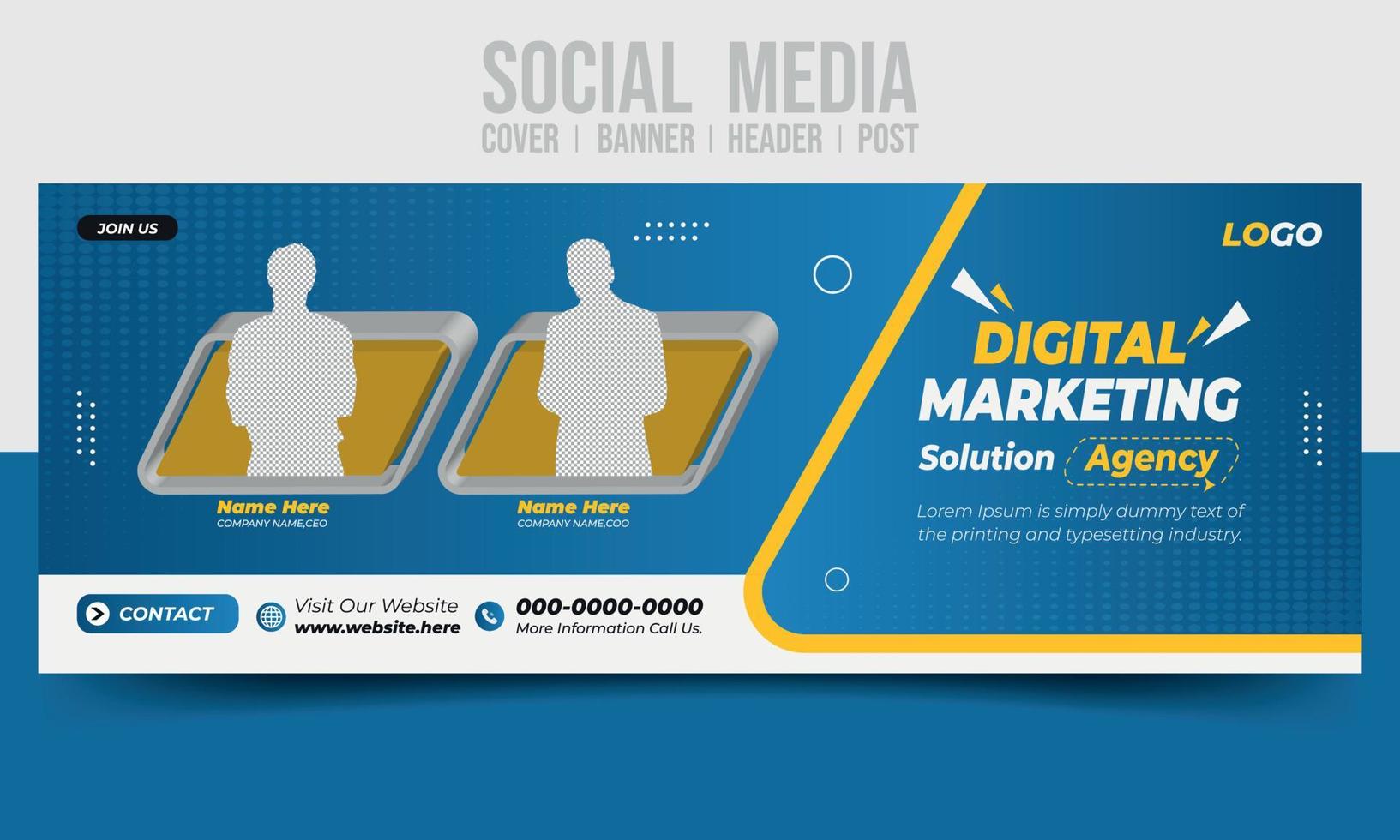 Elegant digital marketing solution agency social media cover banner header post vector template design