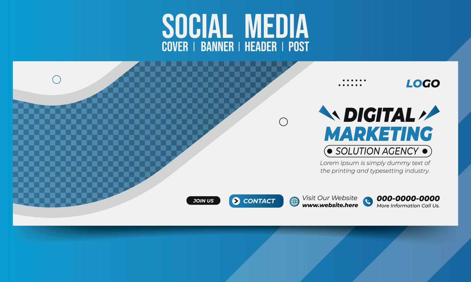 Creative digital marketing solution agency social media cover banner header post vector template design