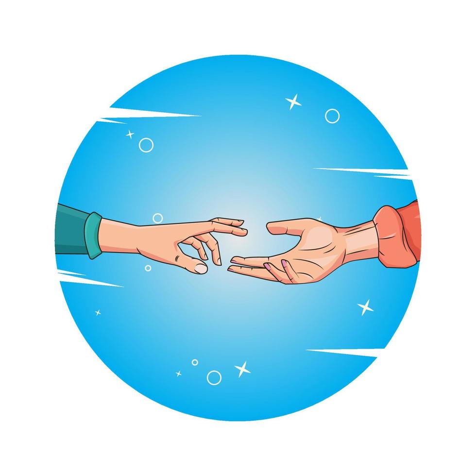 Giving a helping hands of man and woman design vector illustration