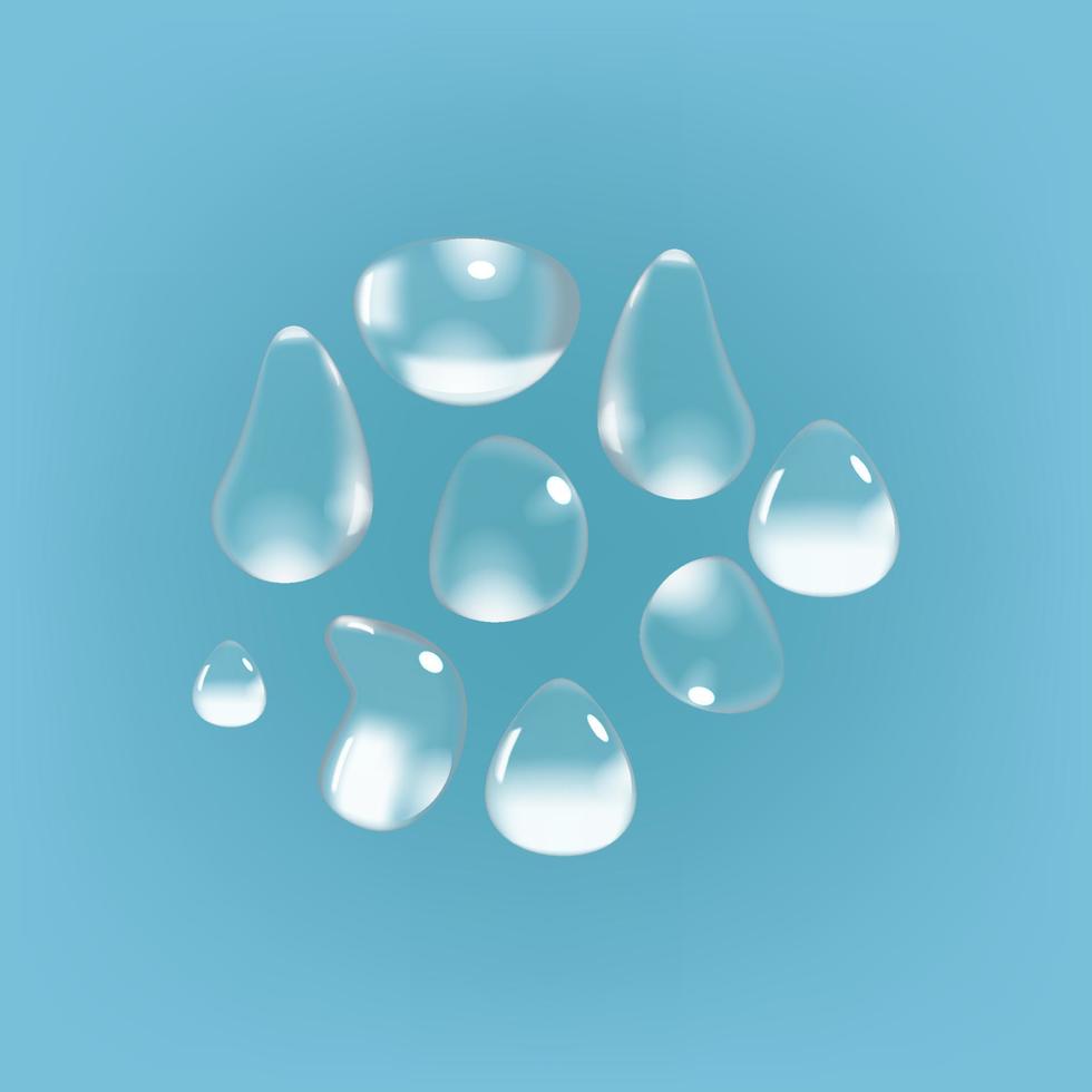 gotas de agua en el vector de fondo azul