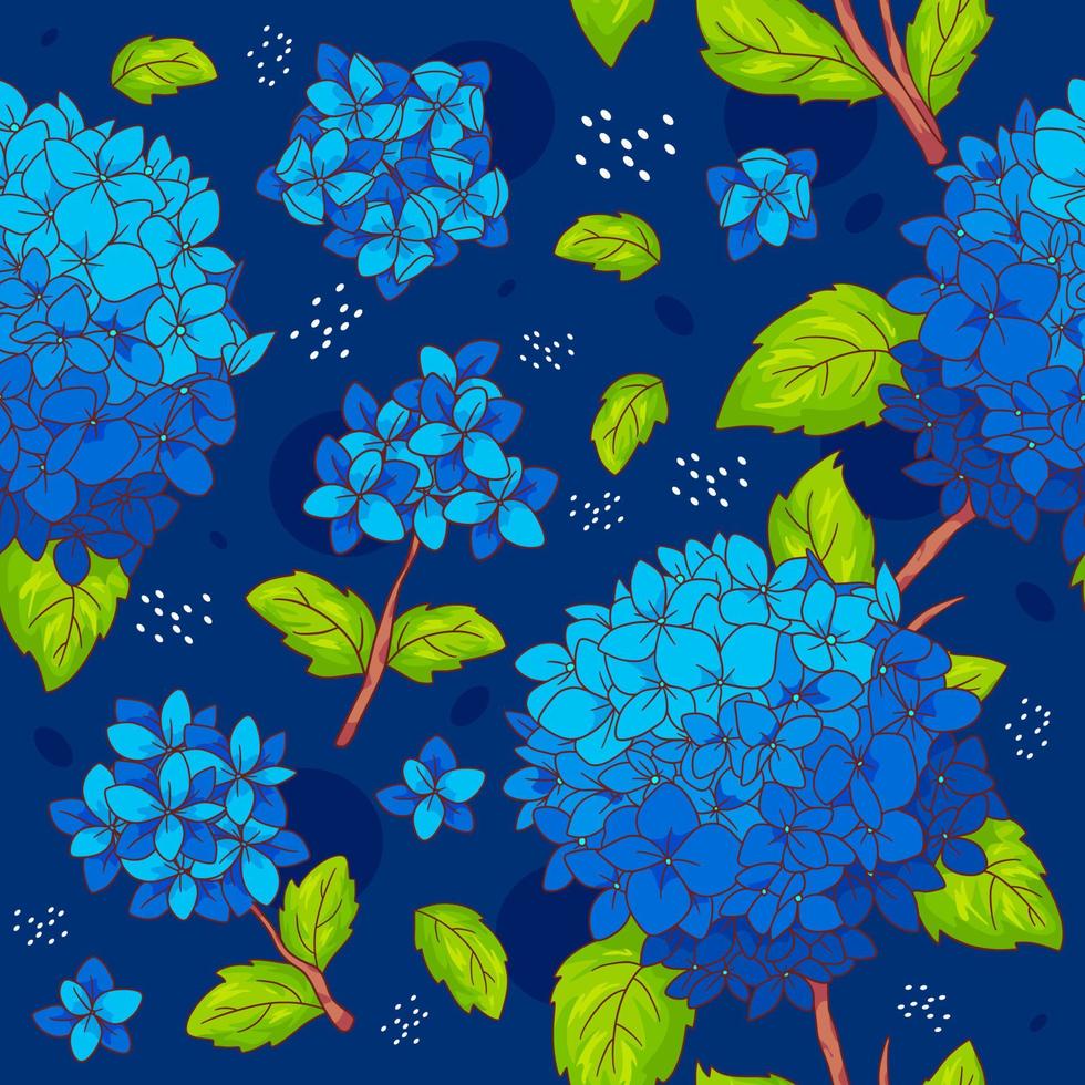 patrón de flores de hortensias azules vector