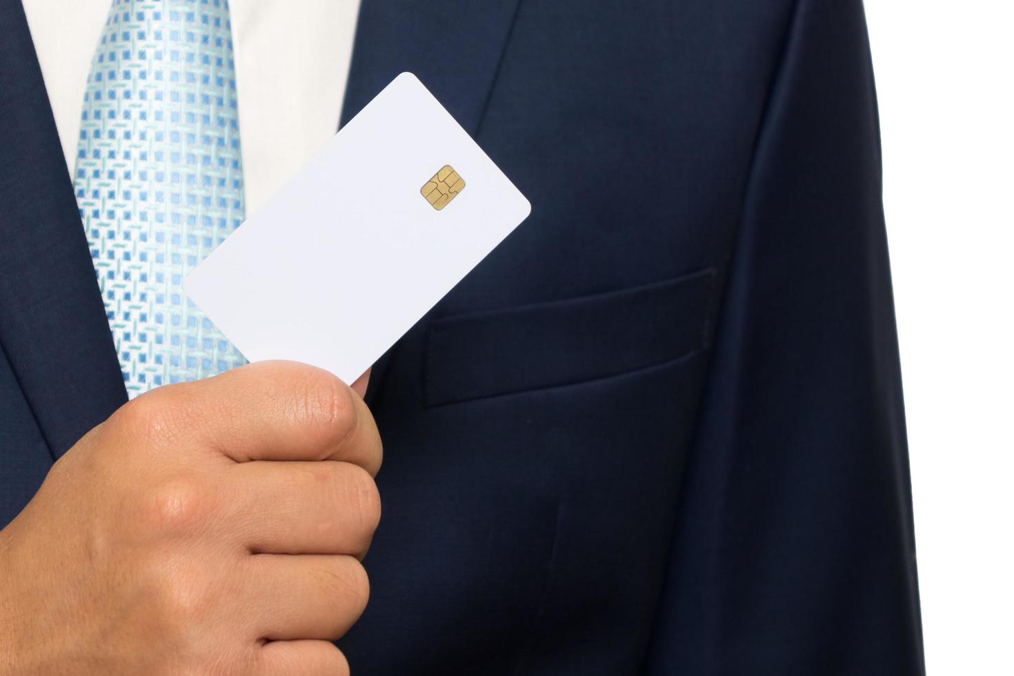 Man holding holding blank credit card photo