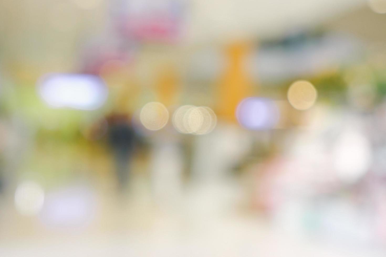 Abstract blur and bokeh shopping mall and department store interior for background photo