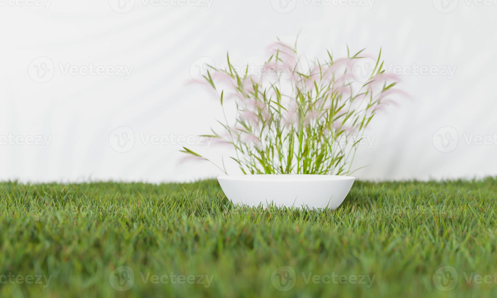 3d rendering Minimal modern product display on neutral background. podium and green leaves. Concept scene stage showcase for new product, promotion sale, banner, presentation, cosmetic photo