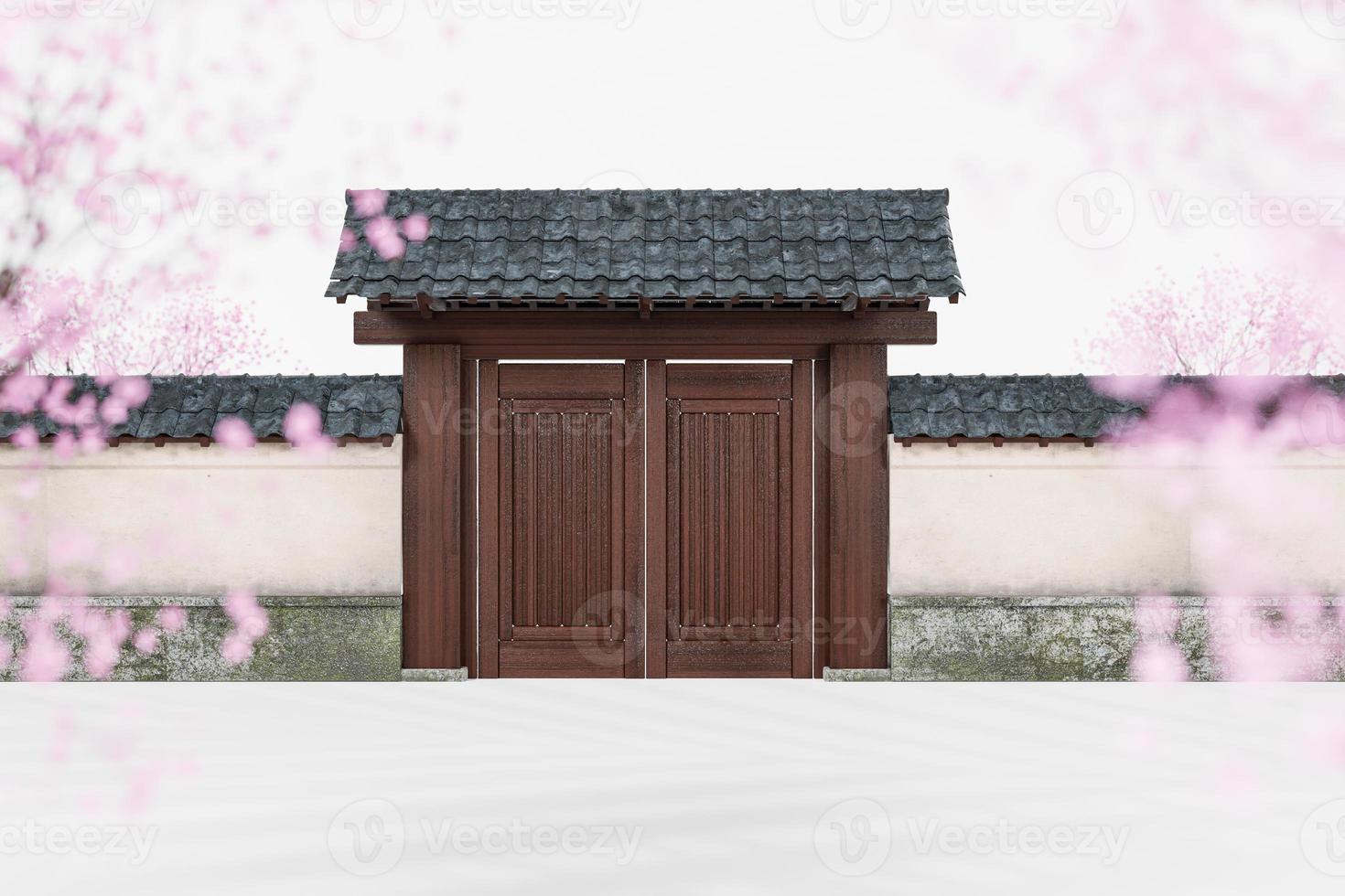 Japan castle and cherry blossom in spring. sakura seasons, Japan or korea architecture. photo
