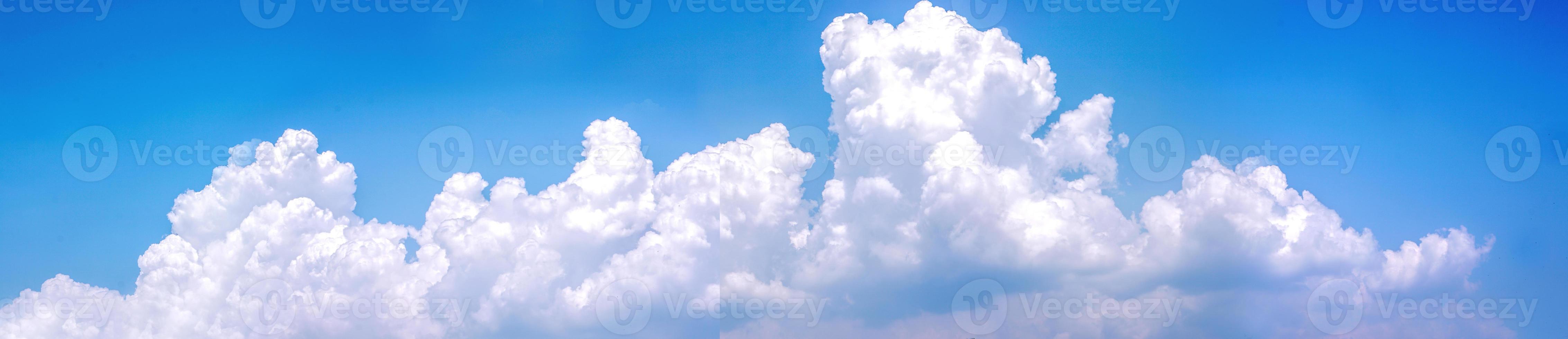 Panorama view of Cotton white cloud and bright blue sky. photo