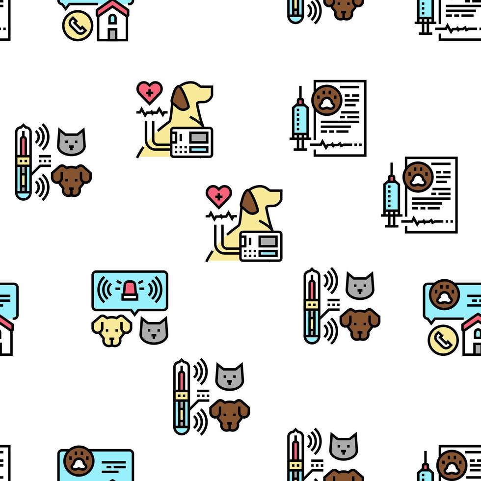 Hospital Pet Health Examination Vector Seamless Pattern