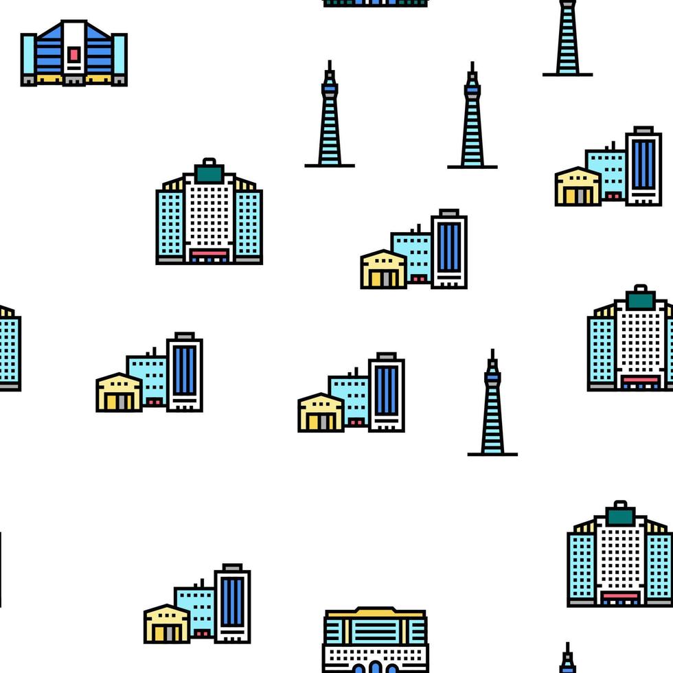 Building Restaurant And Store Vector Seamless Pattern