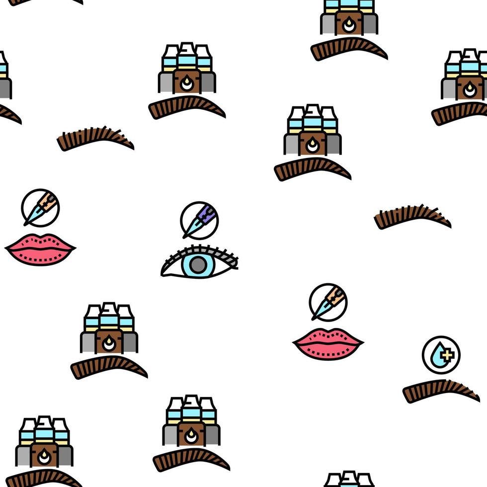 Eyebrow Tattoo Beauty Procedure Vector Seamless Pattern