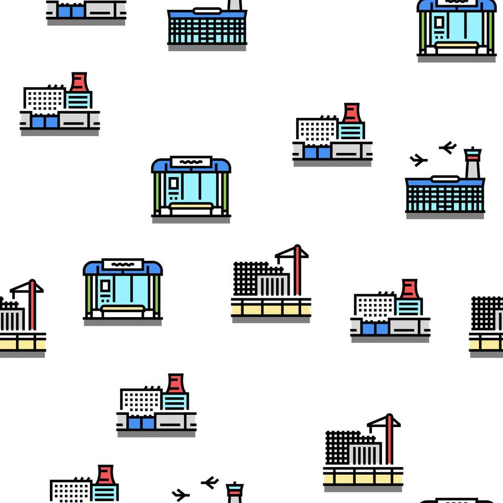 ciudad, construcción, y, paisaje, vector, seamless, patrón vector