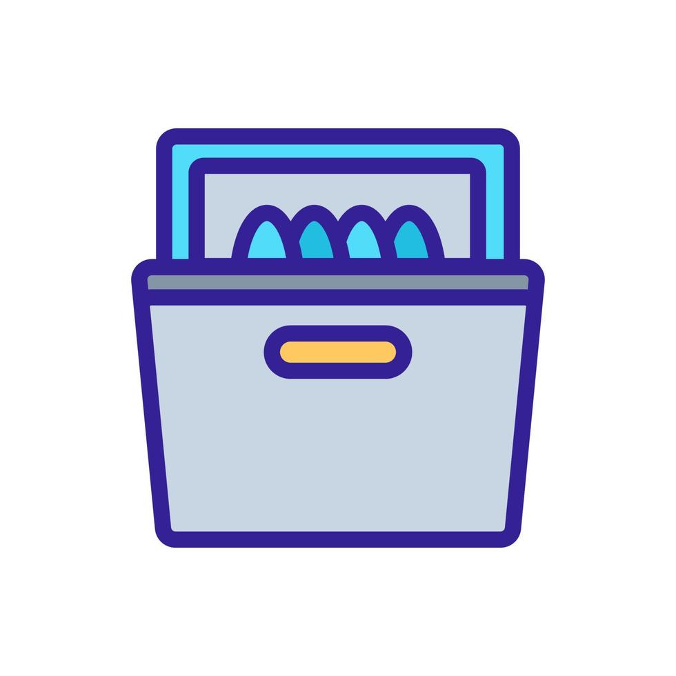 washed dishes in dishwasher icon vector outline illustration