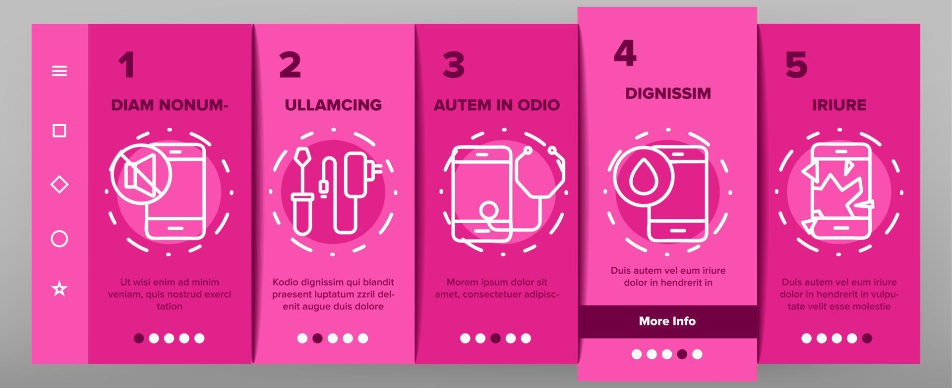 Phone Repair Service Onboarding Icons Set Vector