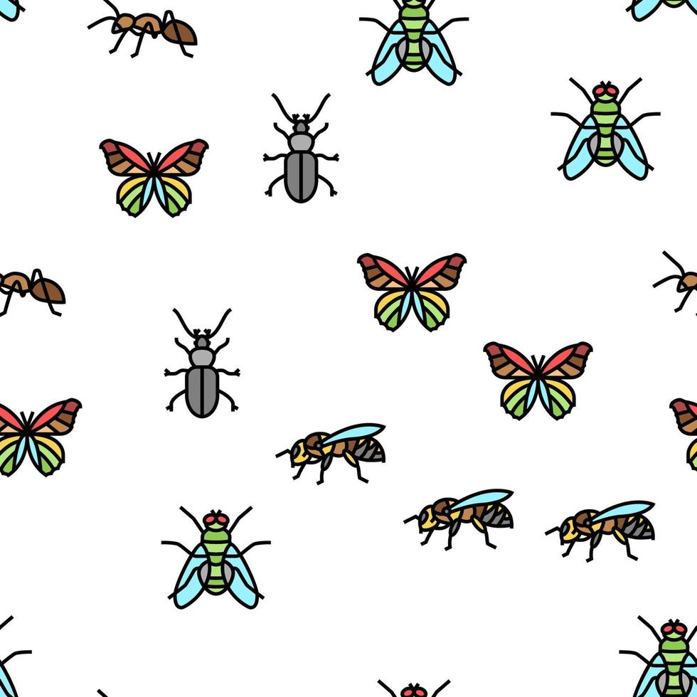 Insect, Spider And Bug Wildlife Vector Seamless Pattern