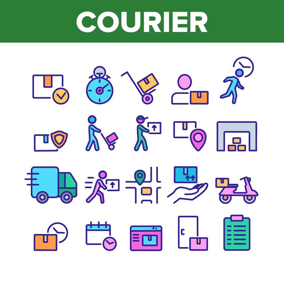 courier post colección elementos iconos conjunto vector