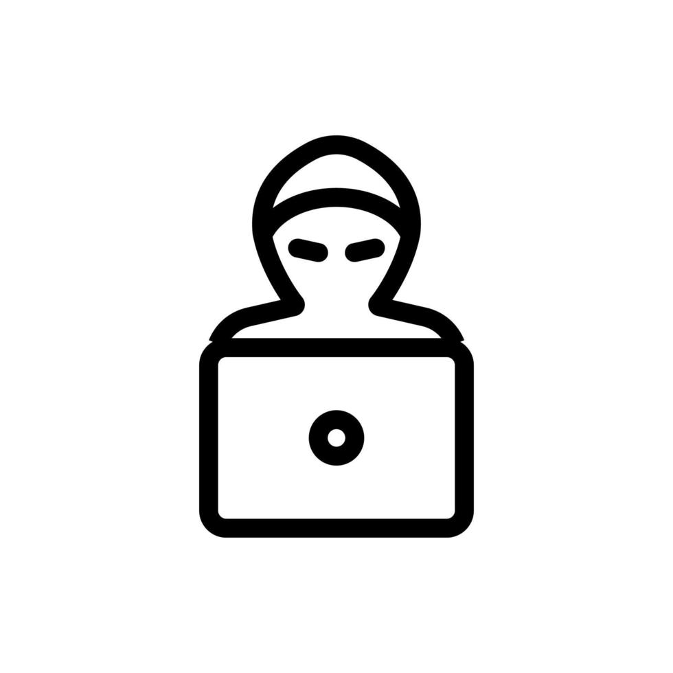 Hacker laptop icon vector. Isolated contour symbol illustration vector