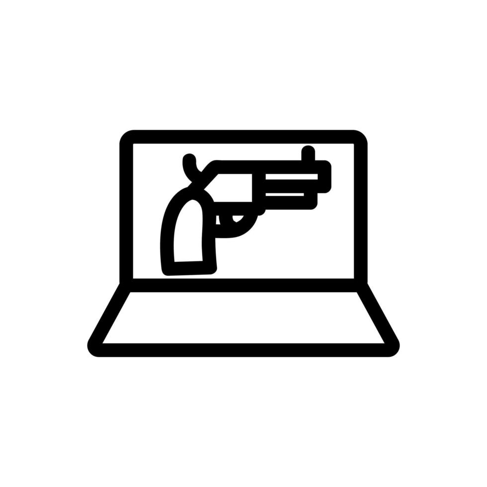 Laptop gun selling icon vector. Isolated contour symbol illustration vector