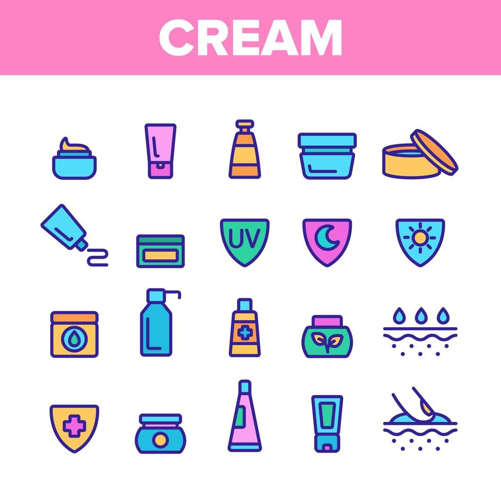 Collection Healthy Cream Elements Vector Icons Set