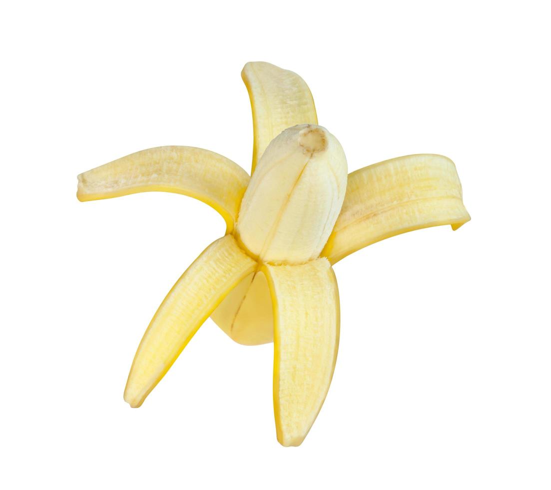 Plátano maduro aislado sobre fondo blanco, incluye trazado de recorte foto