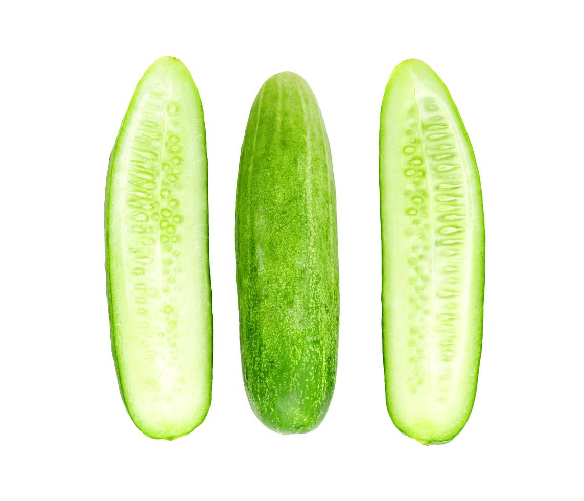 diced cucumber isolated on white background photo