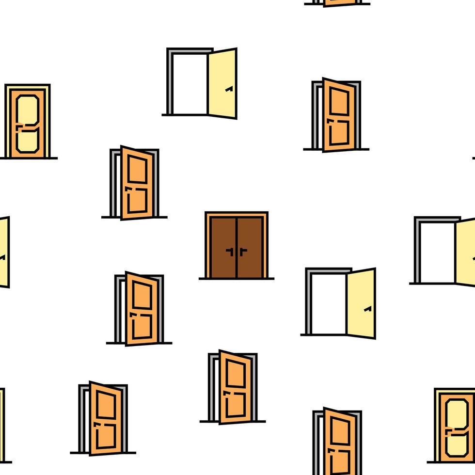 Interior Doors Types Vector Seamless Pattern