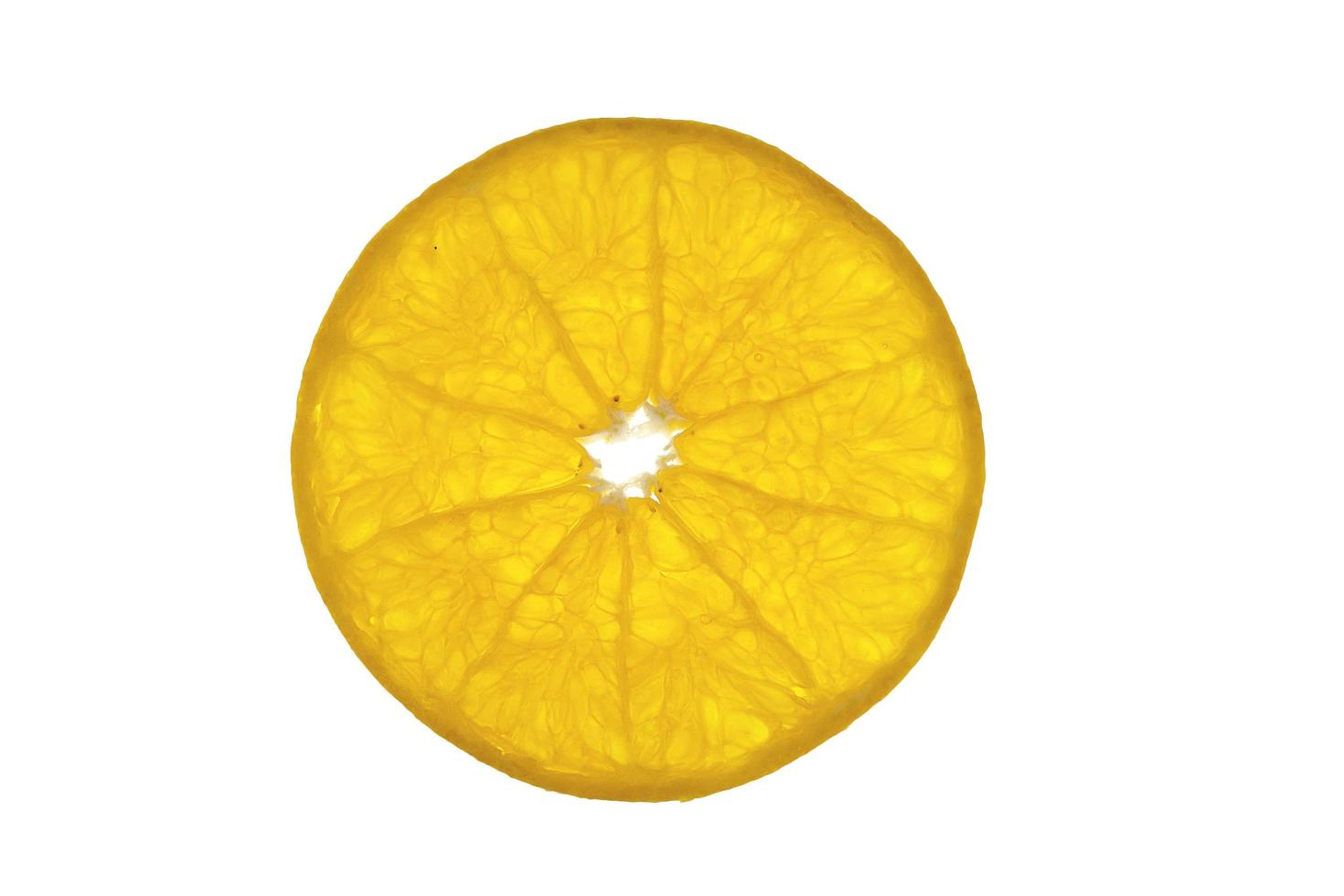 Fresh sliced juicy orange fruit set over white background - tropical orange fruit texture for background use photo