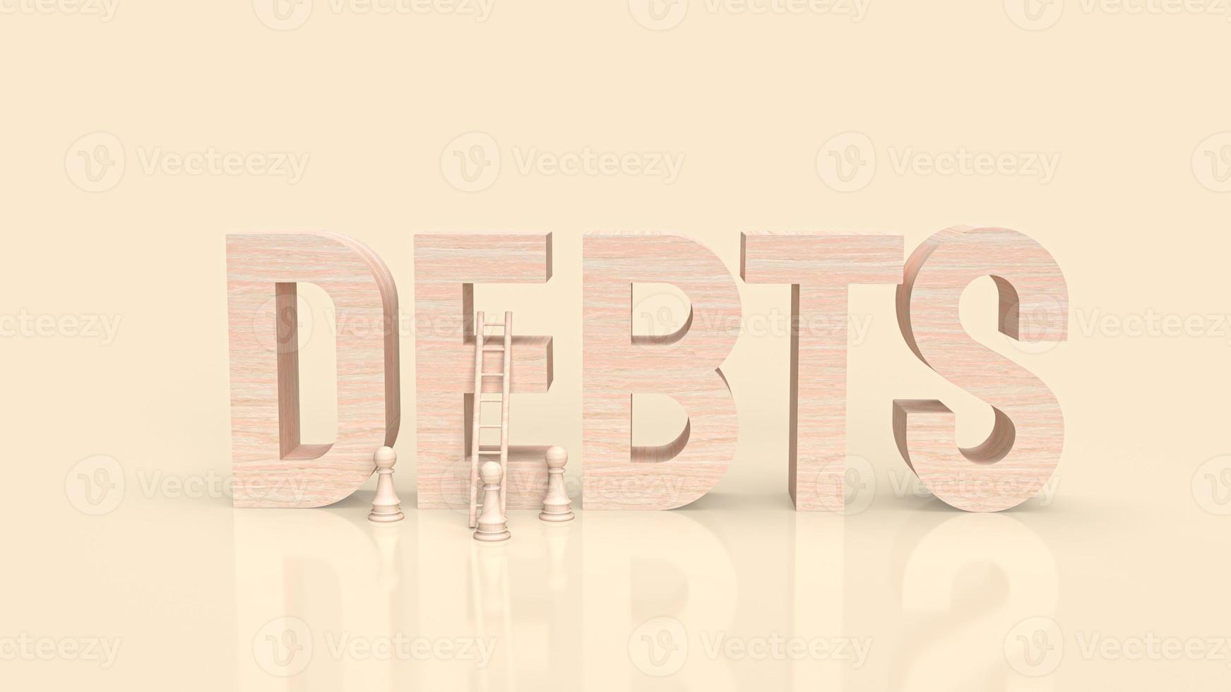 The debts wood text for business concept 3d rendering photo