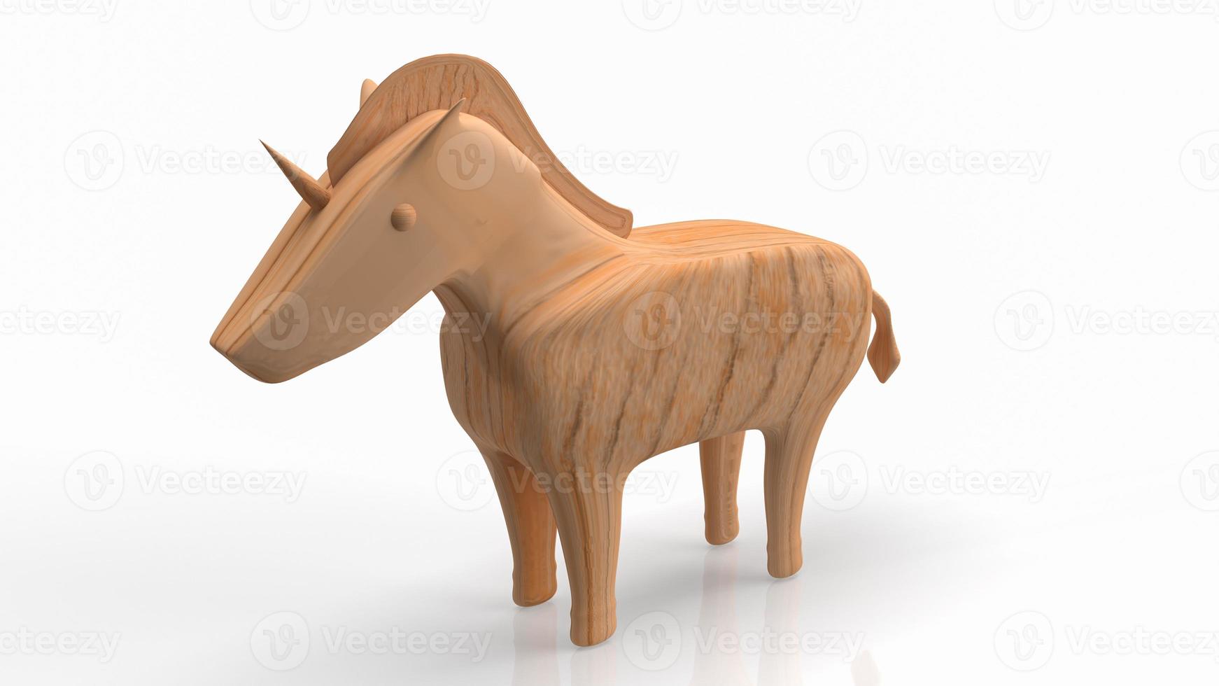 The unicorn wood on white background for business concept 3d rendering photo