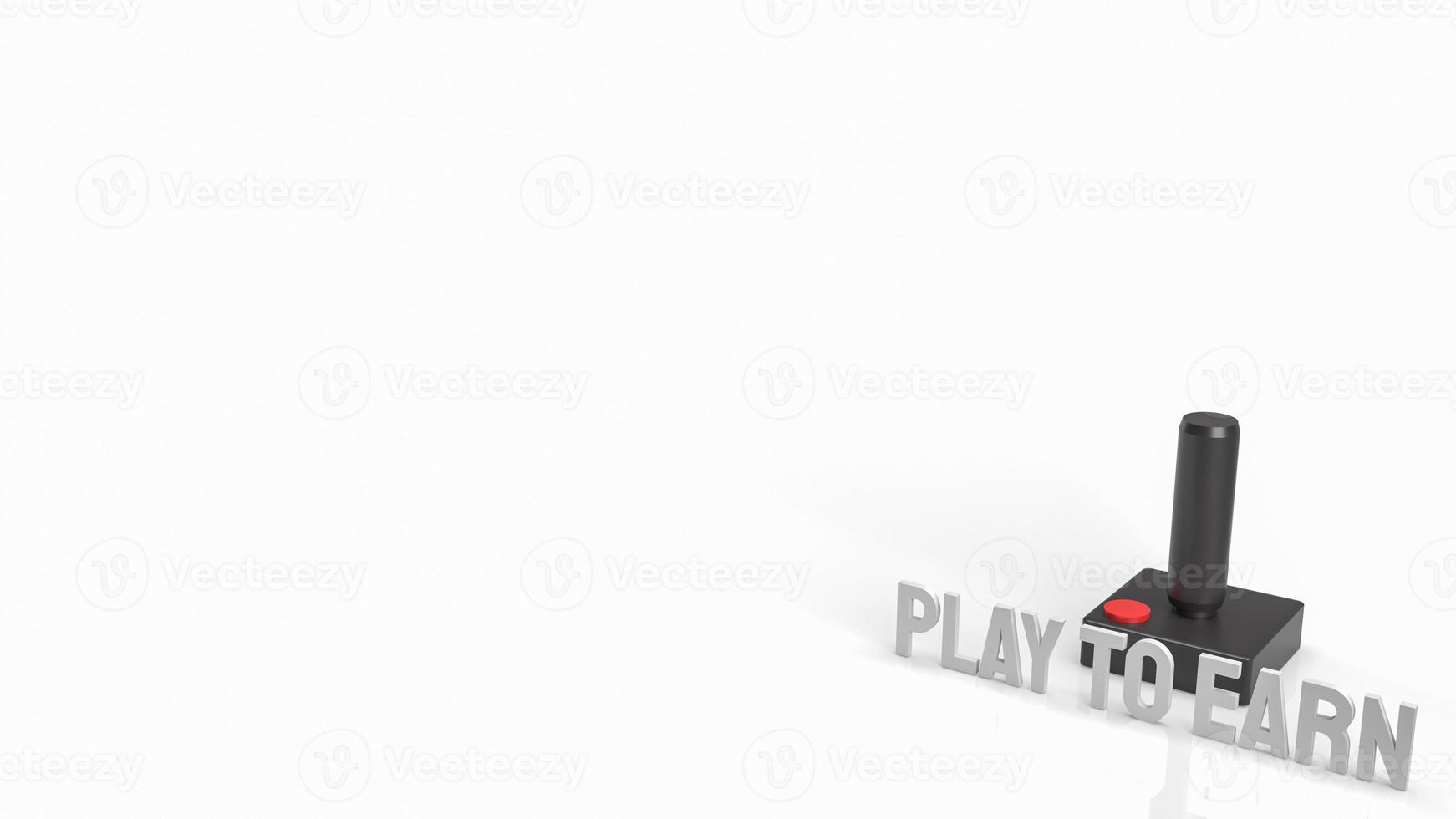 The joystick and play to earn text for game nft or technology  concept 3d rendering photo