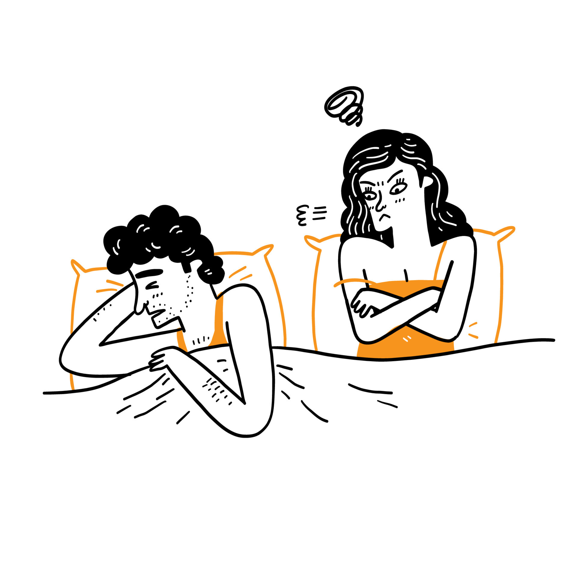 Man with sex problems, dissatisfaction, family troubles, woman lying in bed angry with her husband 10100587 Vector Art at Vecteezy photo pic