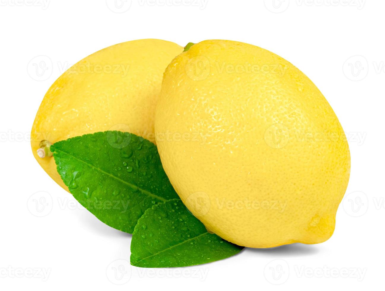 Lemon with leaf isolated on white background ,include clipping path photo