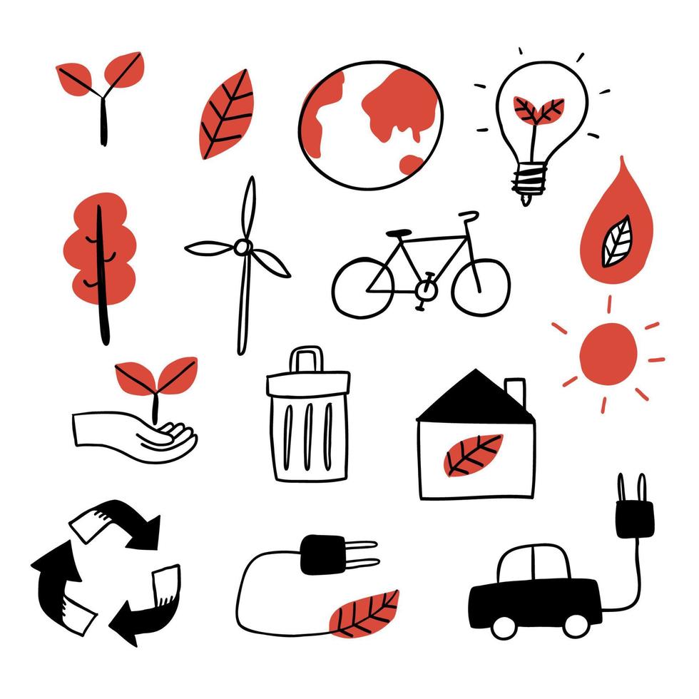 conjunto de iconos ecológicos. Símbolos ecológicos, ecológicos, tecnológicos y medioambientales. vector